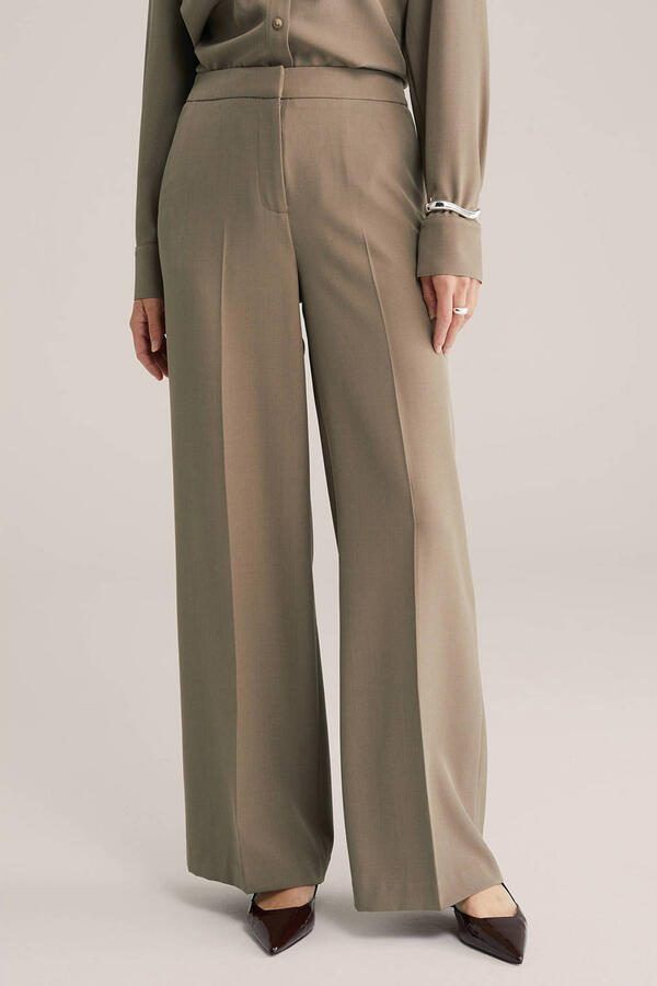 WE Fashion wide leg high waist pantalon grijsgroen