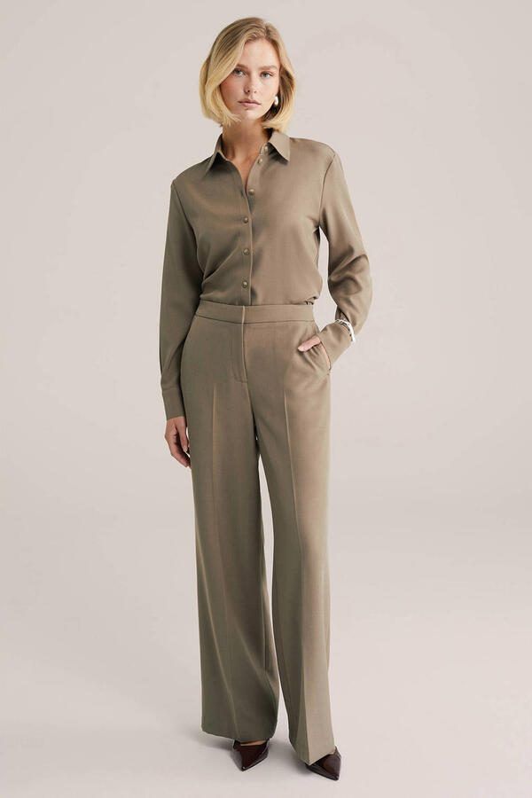 WE Fashion wide leg high waist pantalon grijsgroen - Foto 3