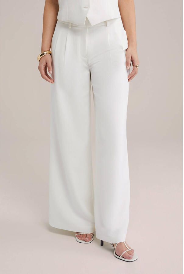 WE Fashion wide leg high waist pantalon wit