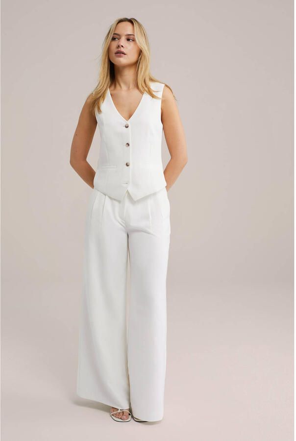 WE Fashion wide leg high waist pantalon wit - Foto 2