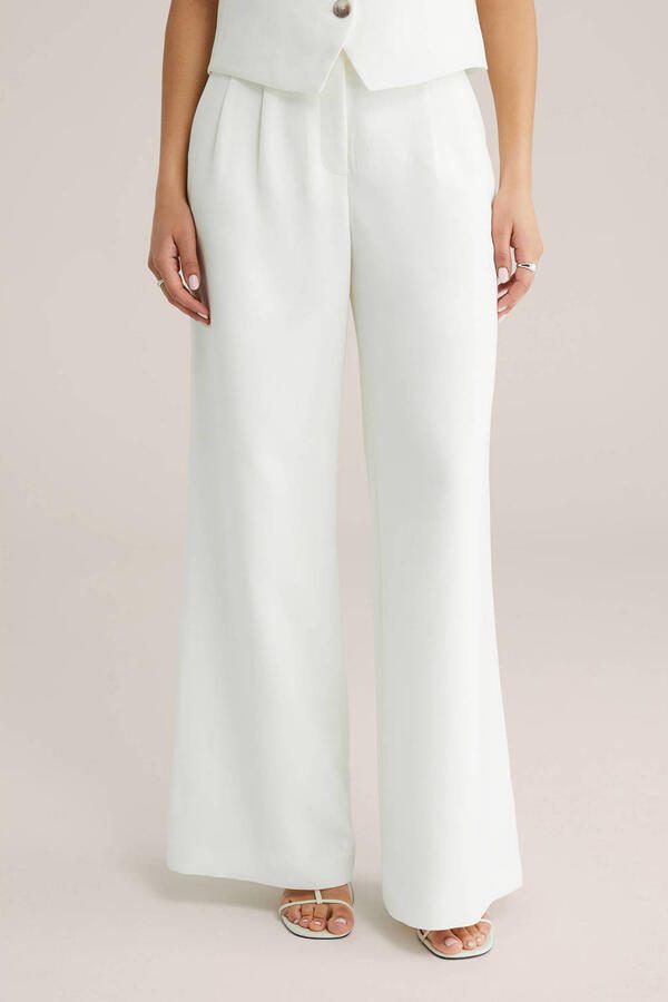 WE Fashion wide leg high waist pantalon wit