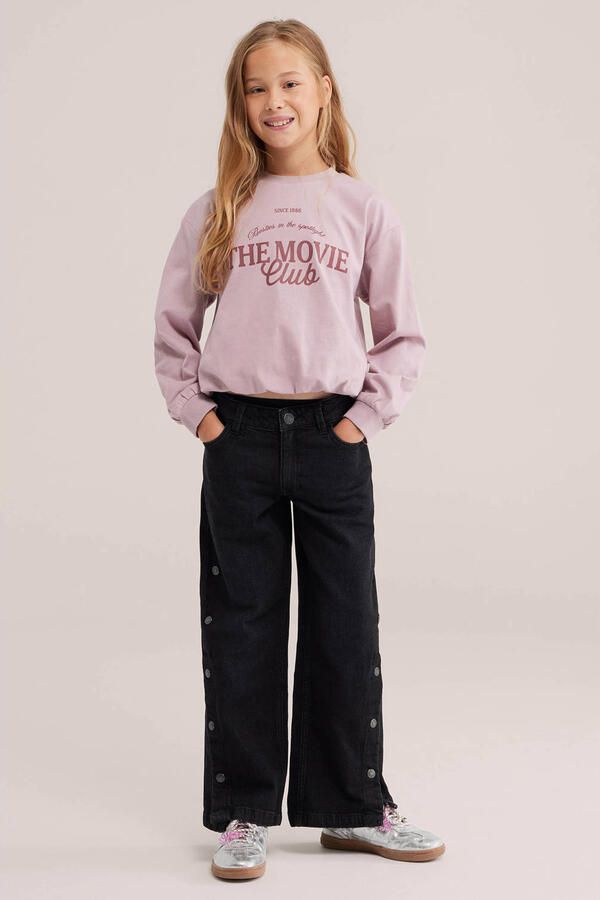 WE Fashion Blue Ridge wide leg jeans black denim Zwart Effen - Foto 2