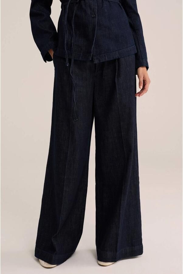 WE Fashion wide leg jeans donkerblauw denim