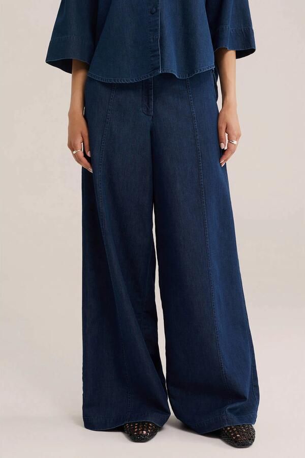WE Fashion wide leg jeans donkerblauw