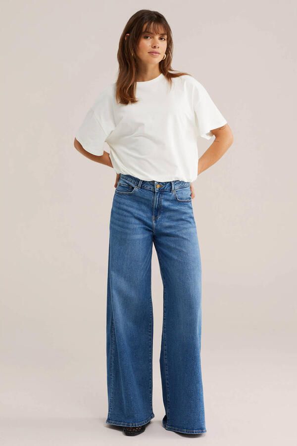 WE Fashion wide leg jeans donkerblauw