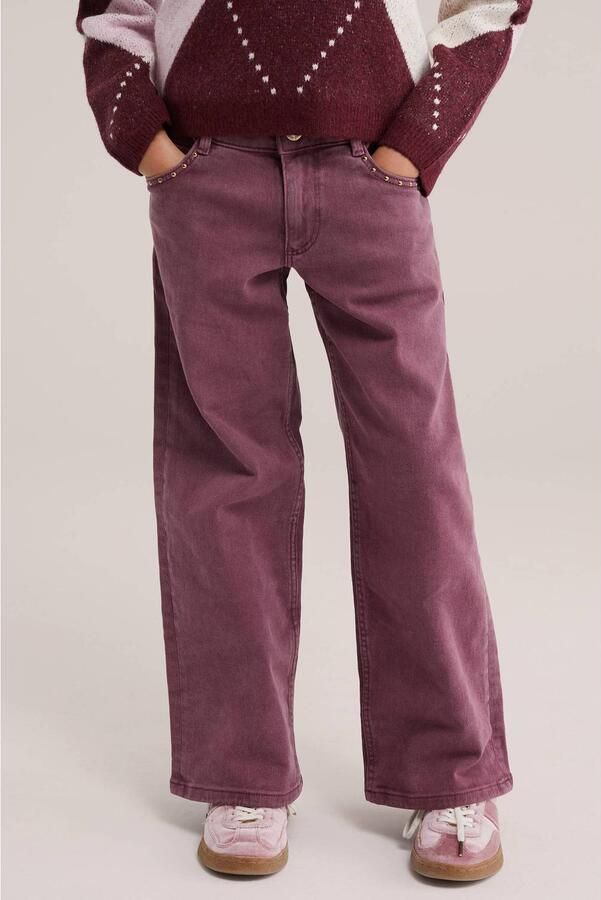 WE Fashion wide leg jeans donkerrood