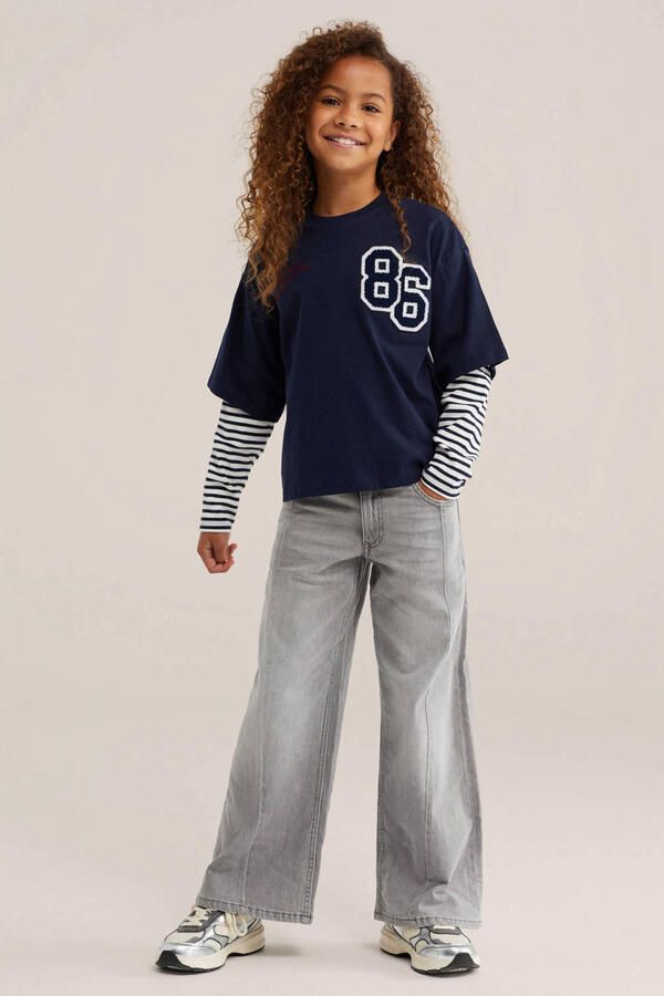 WE Fashion wide leg jeans grijs
