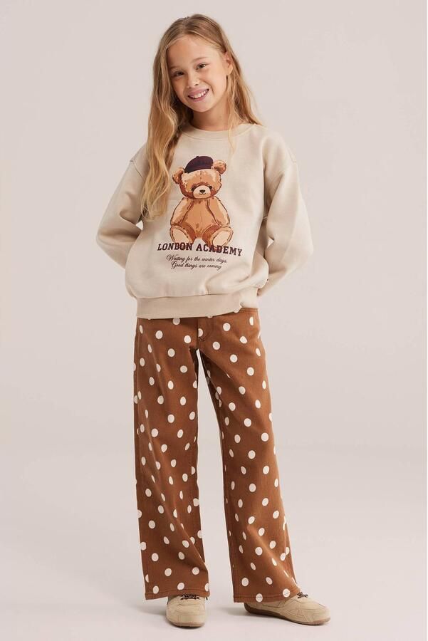 WE Fashion wide leg jeans met stippen bruin - Foto 2
