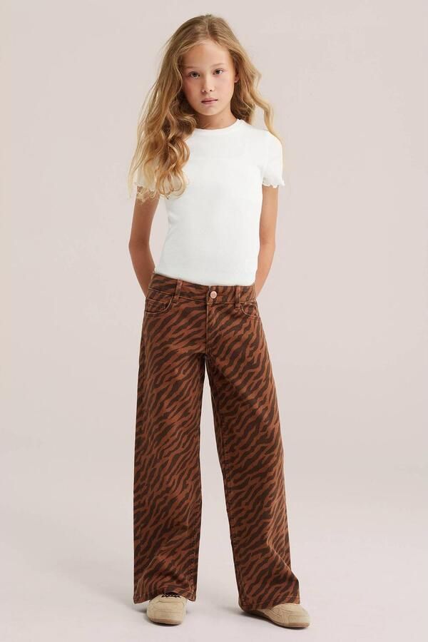 WE Fashion wide leg jeans met zebraprint bruin - Foto 2