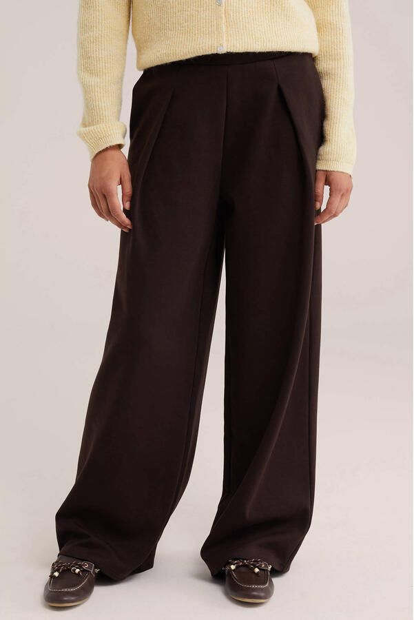 WE Fashion wide leg joggingbroek bruin