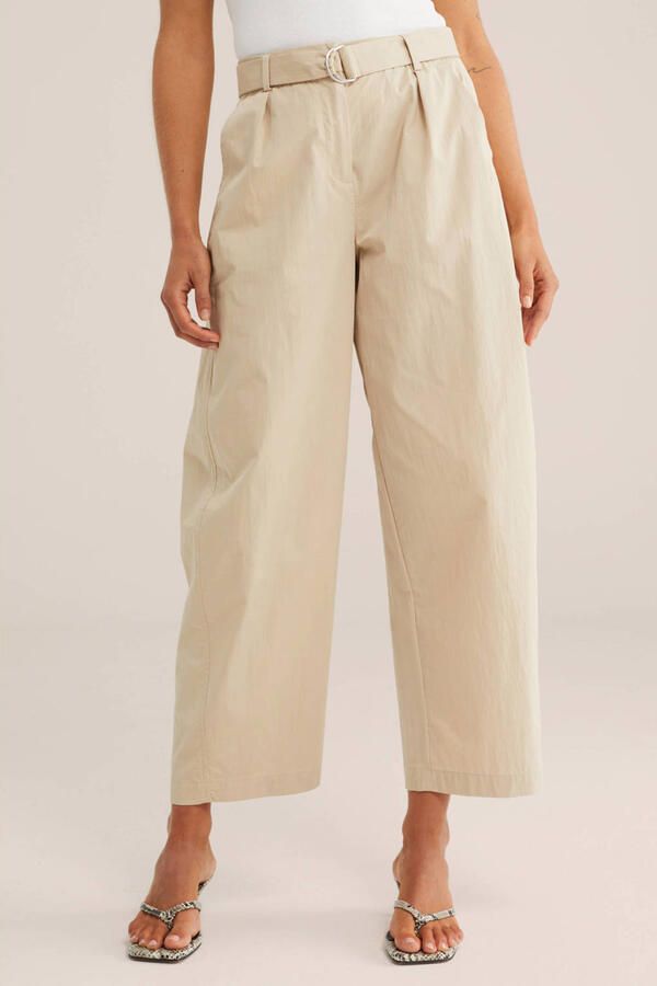 WE Fashion wide leg regular waist broek beige