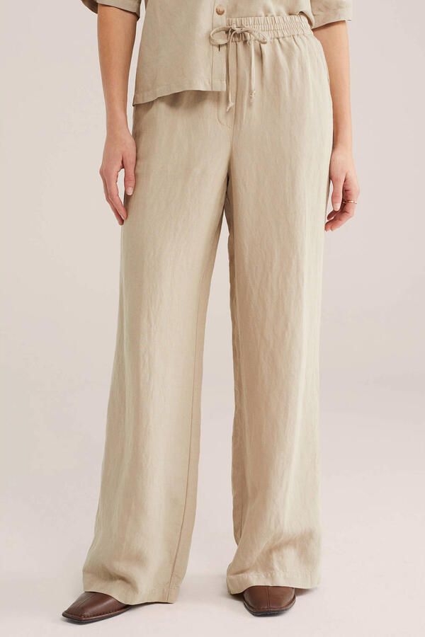 WE Fashion wide leg regular waist broek beige