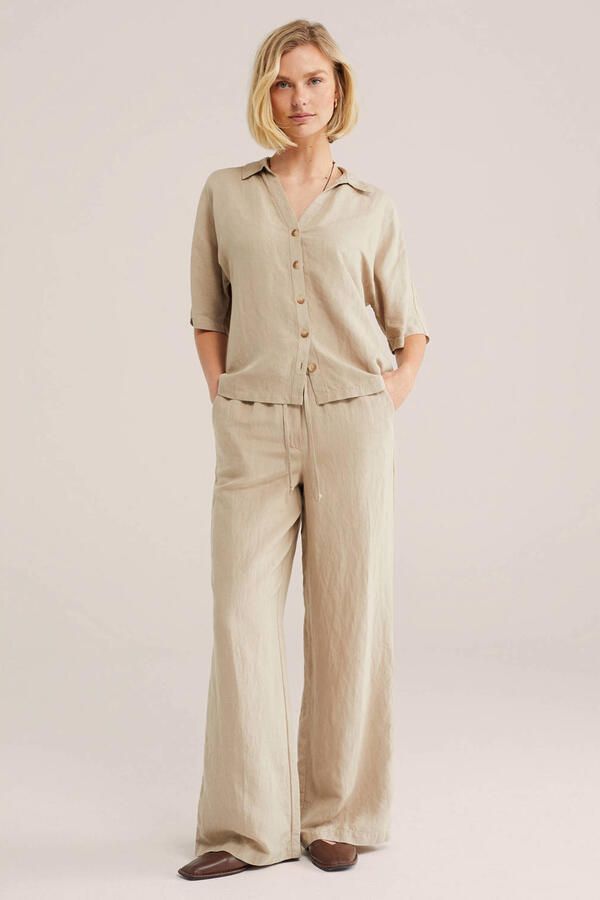 WE Fashion wide leg regular waist broek beige - Foto 2