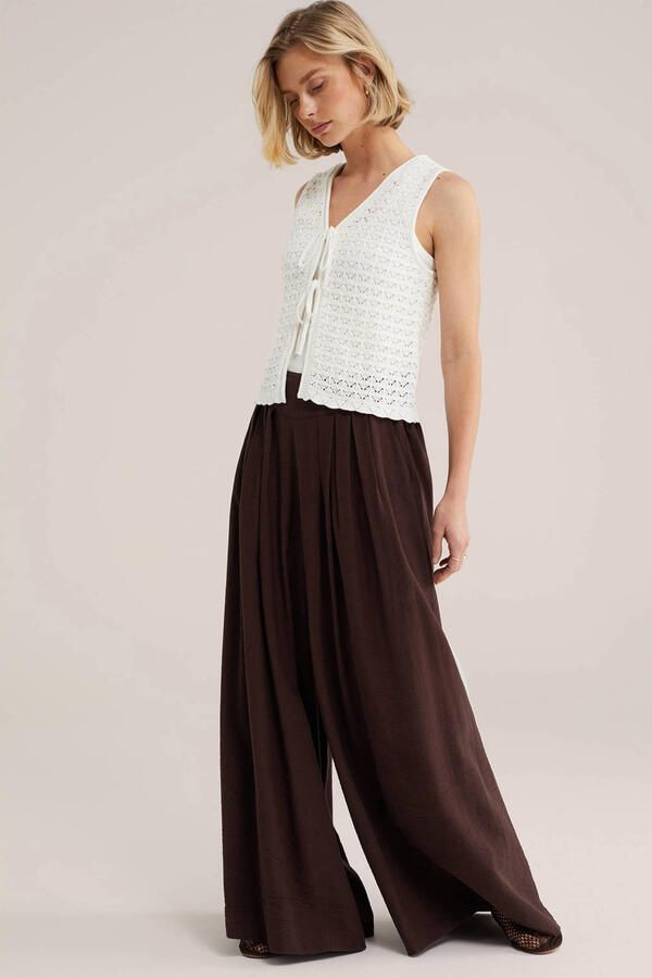 WE Fashion wide leg regular waist broek bruin - Foto 2