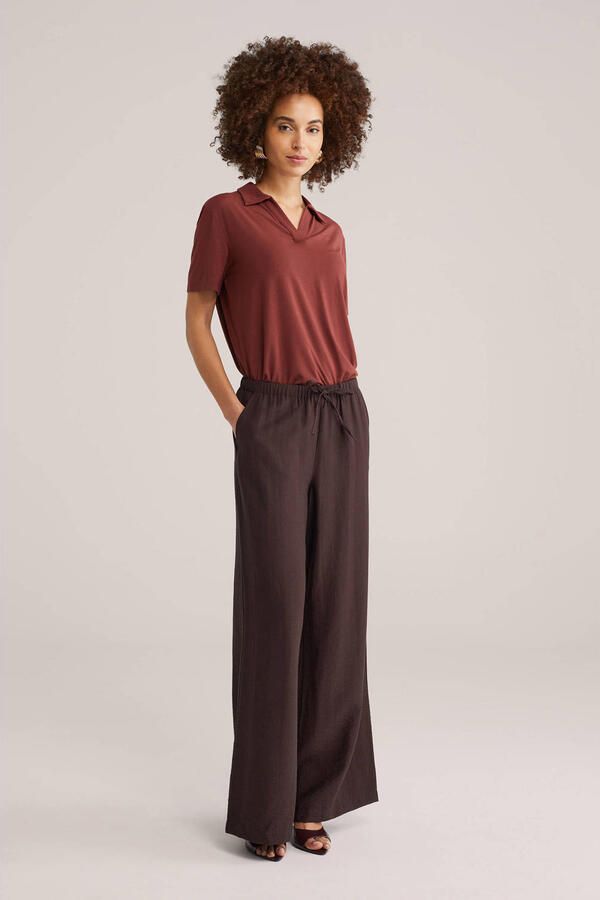 WE Fashion wide leg regular waist broek bruin