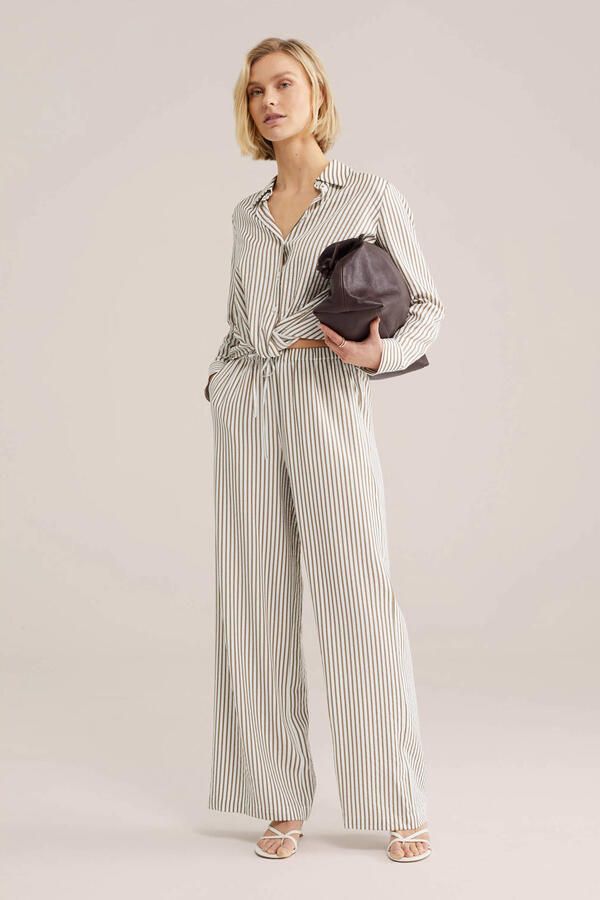 WE Fashion wide leg regular waist broek bruin