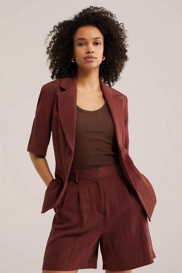 WE Fashion wide leg regular waist broek donkerrood