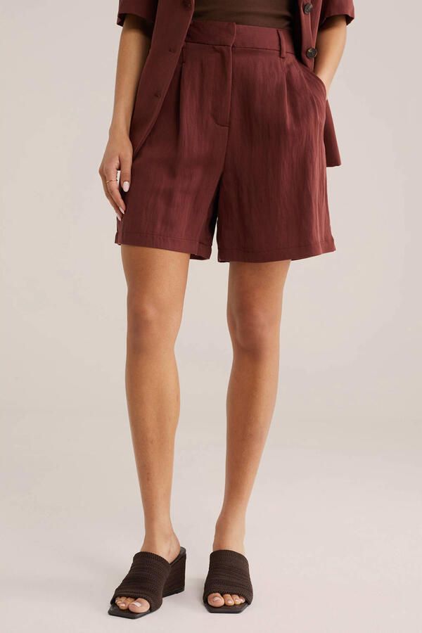 WE Fashion wide leg regular waist broek donkerrood - Foto 2