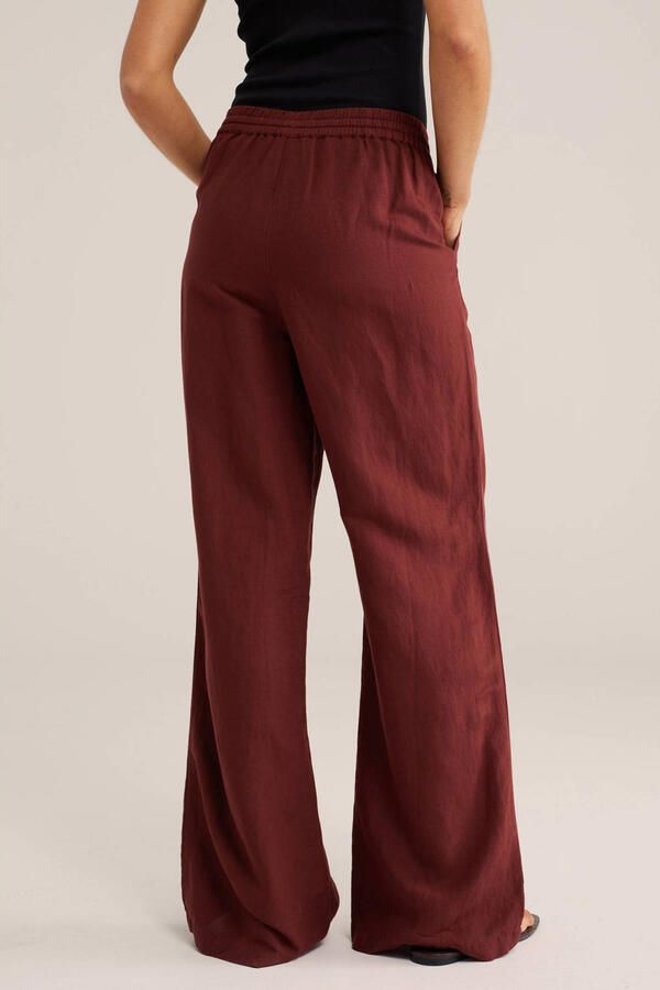 WE Fashion wide leg regular waist broek donkerrood - Foto 3