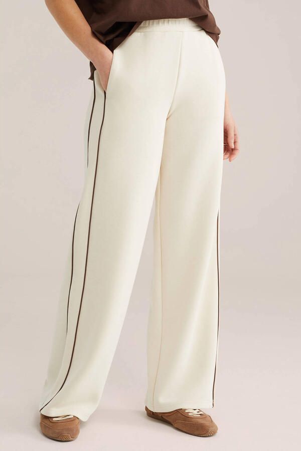 WE Fashion wide leg regular waist broek ecru
