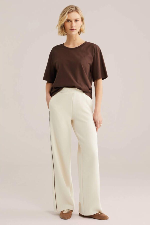 WE Fashion wide leg regular waist broek ecru - Foto 3