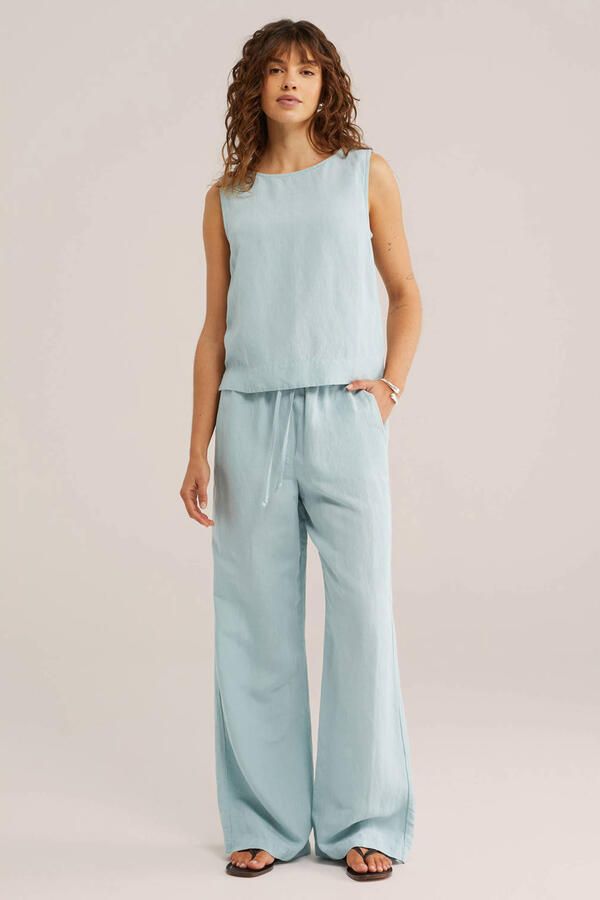 WE Fashion wide leg regular waist broek lichtblauw - Foto 3