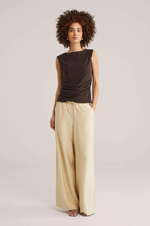 WE Fashion wide leg regular waist broek lichtgeel - Foto 2