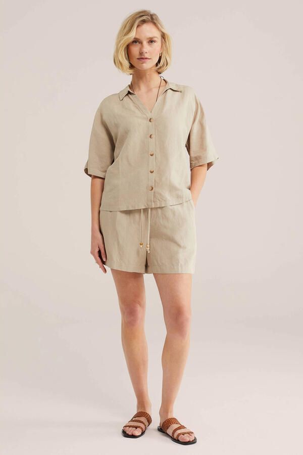 WE Fashion wide leg regular waist casual short beige - Foto 2