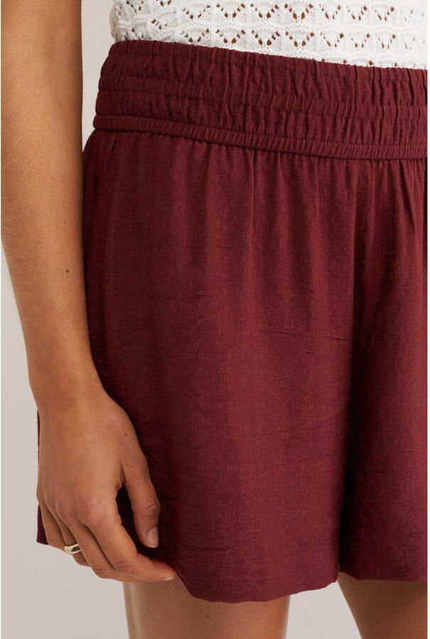 WE Fashion wide leg regular waist casual short donkerrood - Foto 2