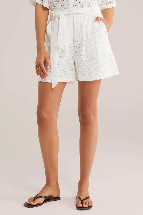 WE Fashion wide leg regular waist casual short wit broderie