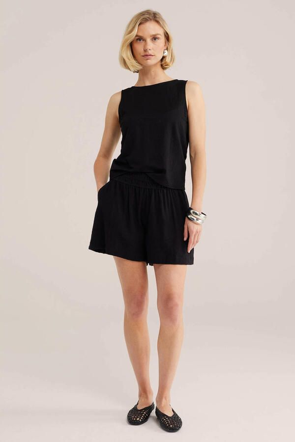 WE Fashion wide leg regular waist casual short zwart - Foto 2