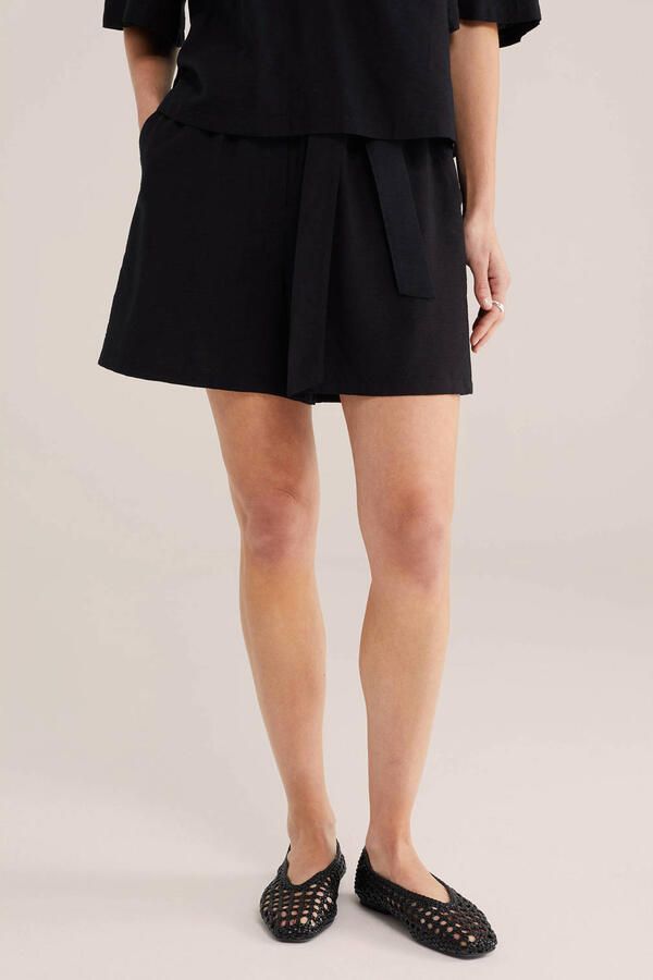 WE Fashion wide leg regular waist casual short zwart