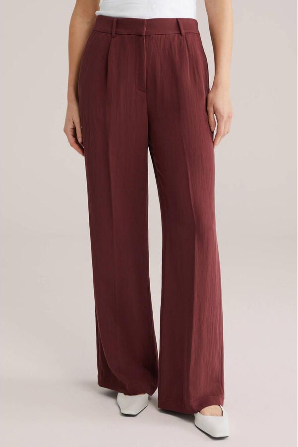 WE Fashion wide leg regular waist pantalon donkerrood
