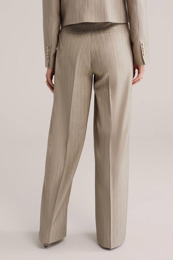 WE Fashion wide leg regular waist pantalon met krijtstreep grijsbruin - Foto 2