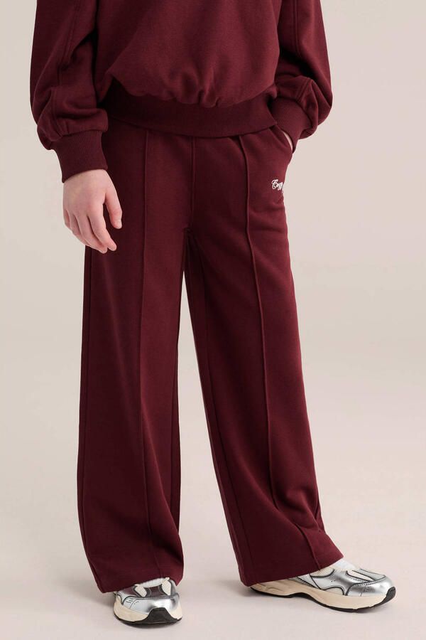 WE Fashion wide leg sweatpant donkerrood