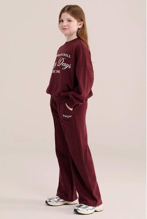 WE Fashion wide leg sweatpant donkerrood - Foto 2