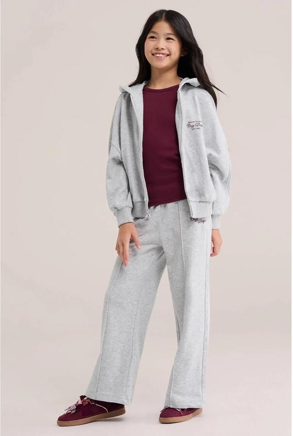 WE Fashion wide leg sweatpant grijs Broek Meisjes Katoen Effen - Foto 2