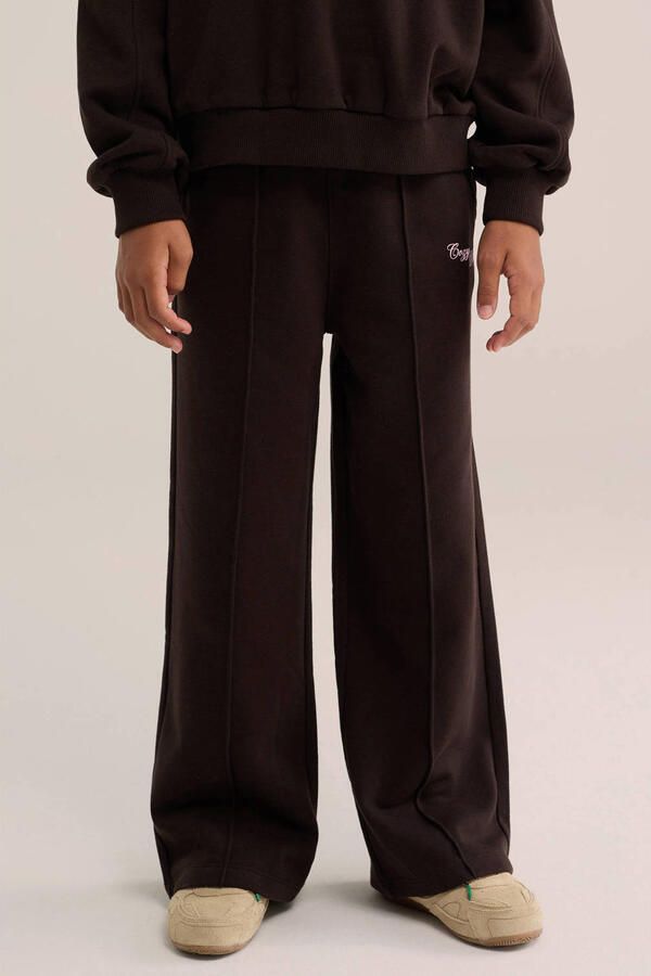 WE Fashion wide leg sweatpants donkerbruin