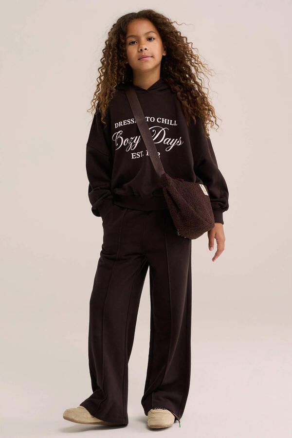 WE Fashion wide leg sweatpants donkerbruin - Foto 2