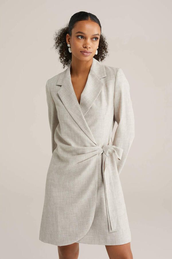 WE Fashion wikkel- overslagjurk beige