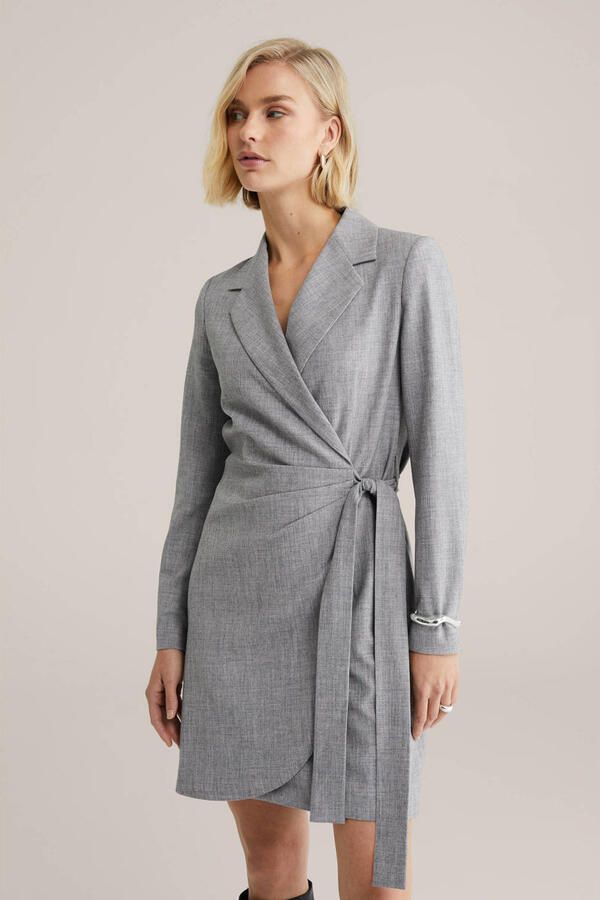 WE Fashion wikkel- overslagjurk grijs
