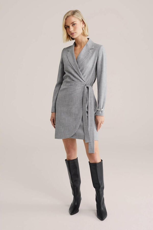 WE Fashion wikkel- overslagjurk grijs - Foto 3
