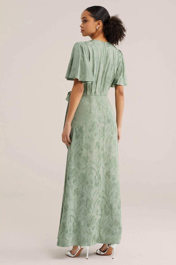 WE Fashion wikkeljurk met v-hals en all-over print lichtgroen - Foto 3