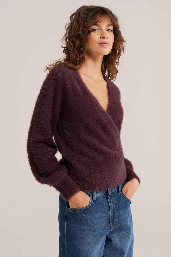 WE Fashion wikkelvest donkerrood
