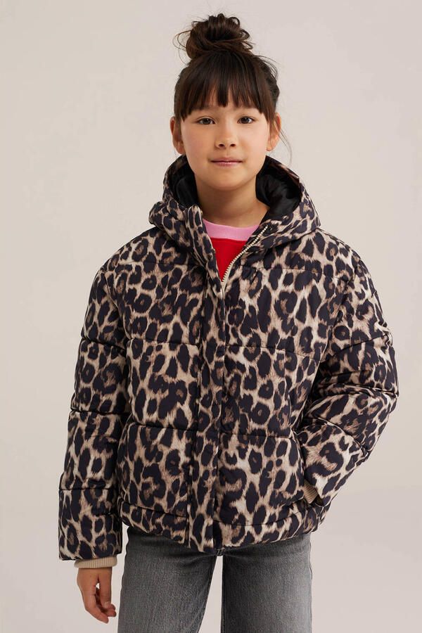 WE Fashion winterjas met panterprint bruin