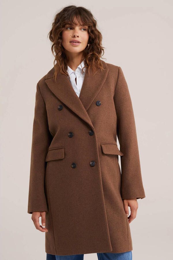 WE Fashion winterjas met wol camel