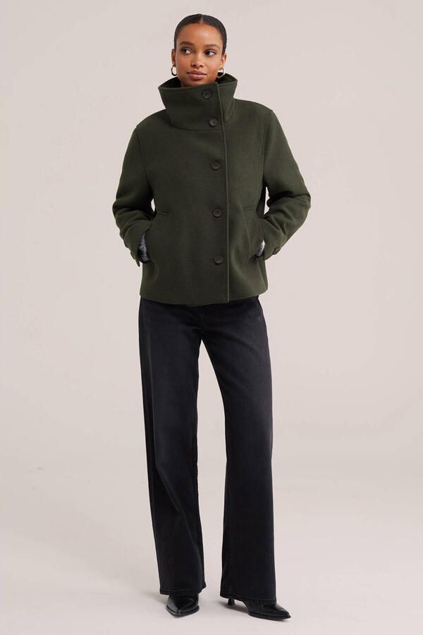 WE Fashion winterjas met wol donkergroen - Foto 3