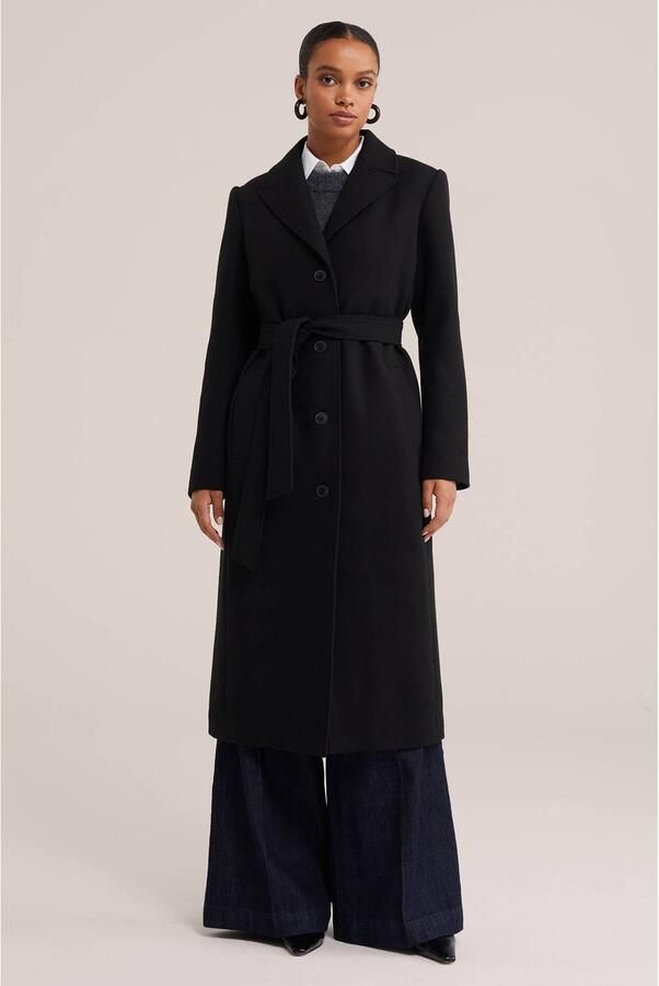 WE Fashion wintermantel met ceintuur zwart - Foto 2