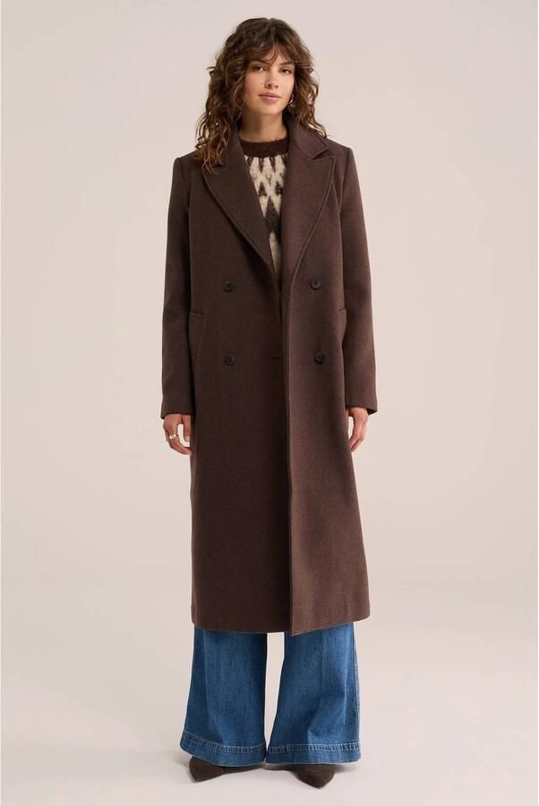 WE Fashion wintermantel met wol bruin - Foto 2