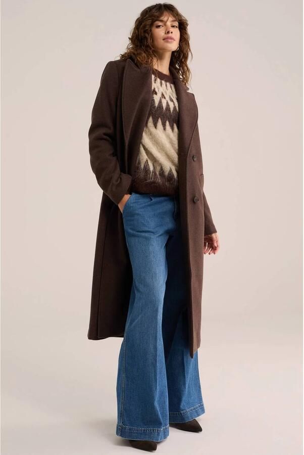 WE Fashion wintermantel met wol bruin - Foto 3